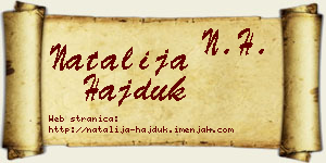 Natalija Hajduk vizit kartica